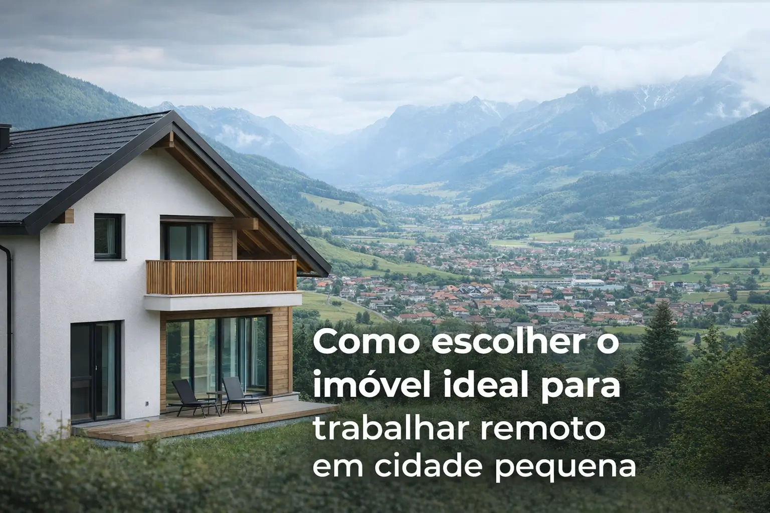 Casa moderna em cidade pequena, ideal para trabalho remoto, com foco em tranquilidade
