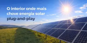 Painel solar em campo verde destacando energia renovável na educação financeira 2026
