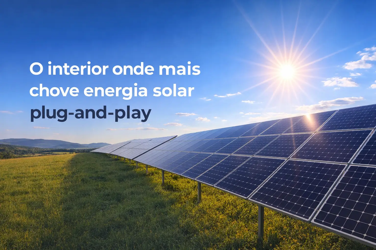 Painel solar em campo verde destacando energia renovável na educação financeira 2026