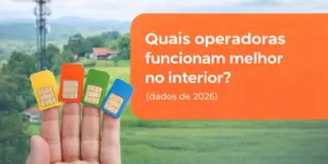 SIM cards coloridos com pergunta sobre operadoras em áreas rurais
